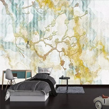 Декоративни Тапети Нов Китайски Стил Абстрактни Цветя и Птици Голям Стенопис Фон на Стената