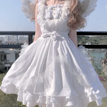 Vestido japonés blanco suave de Ángel Jsk Lolita, Vintage, para chicas, Kawaii, gótico, encaje против estrella, Hada, para boda,