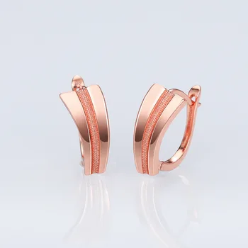 ZHIXUN Модни Прости Метални Обеци-Халки за Жени в Розово злато Геометрична Форма, Дамски Аксесоари Пиърсинг на Ушите, Бижута