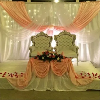 на фона на сватбата 3кс6м бял с оранжеви хабарами, сватбена украса завеса етап