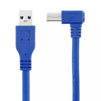 USB 3.0 A B Включете Щепсела AM/BM Ъгъл 90 градуса USB 3.0 Кабел за предаване на данни Кабел 0,6 м 2 метра Синьо За външен твърд диск USB3.0