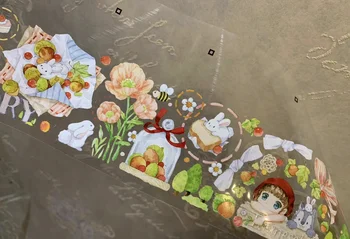 Прекрасен Заек Цвете Момиче Crystal Васи PET Лента за Направата на Картички, направи си САМ Scrapbooking Декоративна Стикер