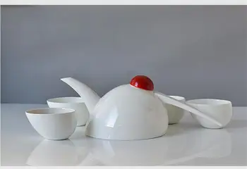Комплект от 5 бр., Креативен дизайн, Комплект за манекени и чаени чаши от костен порцелан, Обикновен бял Керамичен Чай набор от кунг-фу, Китайски Чай
