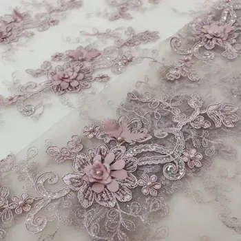 Розова кърпа, ръчно изработени с високо Градушка, 3D, бродирани камъни, френски тюл, сетчатое дантела, африканска кърпа за Вечерни рокли. сватбена рокля за Парти