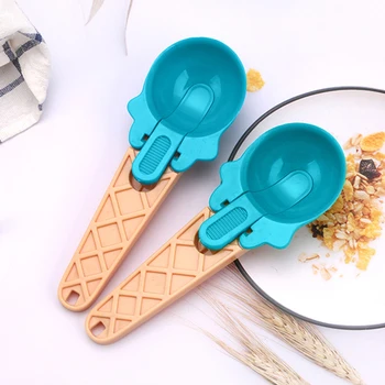Лъжички за сладолед във формата на конус, Професионални пластмасови лъжички за Сладолед с неплъзгащи дръжка и лансиране, синьо
