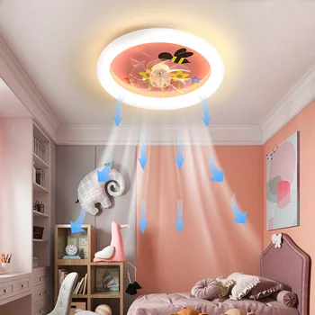 Скандинавски Карикатура Детска Стая Led вентилатор на Тавана осветителни Тела за Хол Спалня Кръг Акрилни Led Тавана Лампа за детска стая