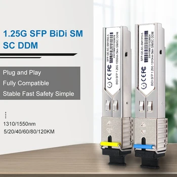 Влакна единствен режим гигабита радиоприемник connector BIDI СК модул СФП 1.25 Г същества с Сиско/интел etk локални мрежи ключа гигабита в съответствие