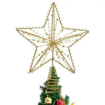 Коледна Звезда Елха Topper Блестяща Коледна Елха Topper Коледно Дърво, Декоративни Аксесоари За Вашите Градински Порти Плот