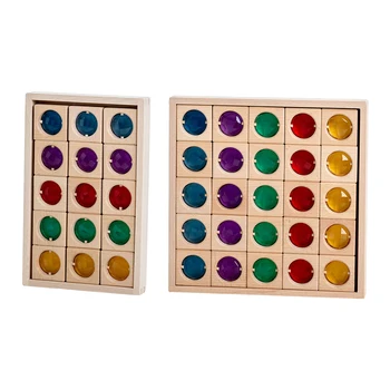 Монтесори Дървени Преливащи се цветове Скъпоценни Камъни Стифиране Блокове Играчки Прехвърляне на Креативна Игра Строителни Блокове Забавни Играчки за Деца