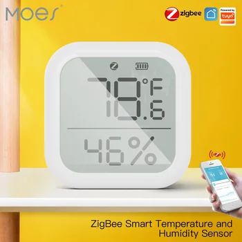 Sasha Zigbee Сензор за температура и влажност Стаен Термометър, Влагомер, С Дигитален LCD Дисплей Smart Life Дистанционно Управление