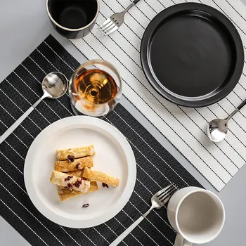 PVC черно-бели райета нескользящий топлоизолационна подложка за кафе, чай, подложки за масата, домашен хотелски ресторант, кухненски мат