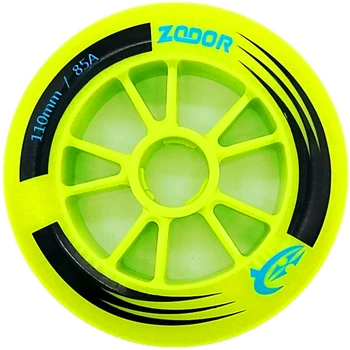 110 мм, 100 мм, 90 мм, 85A жълто-зелени вградени скоростни кънки, Колело ZODOR Grip Състезателни марафонские колела, 2 броя в партията