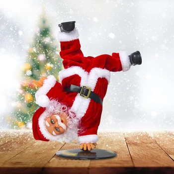 Коледна Стойка На Ръце Старецът Забавен Коледен Електрически Музикален Въртящи Се На Хип-Хоп Танц На Дядо Коледа Кукла Играчки Коледен Подарък На Доставка