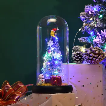 Коледна Украса За Дома, Led Осветление Коледно Дърво Санта Ограда Санта Стъклена Лампа Декоративна Лампа Топла Коледни Подаръци Навидад
