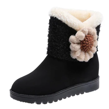 2021 г., Дамски зимни обувки, Зимни обувки на равна платформа, Ежедневни Дамски Обувки Без Шнур, Които на Ръст, Черна Есенна зимни обувки с цветен Модел