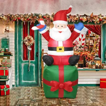 1.8 M Вечерни Украса Надуваем Дядо Коледа Орнамент Коледна Къща На Открито навидад Украса Коледна декорация За Партита на ЕС Щепсел