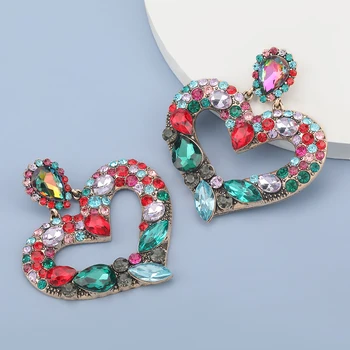 Pauli Manfi 2020 Модни Прости Метални Обеци с формата на сърце с Кристали, Дамски Популярните Украси за Банкет, Аксесоари