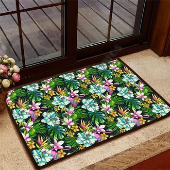 Животни и Тропически Цветя Hawail Врата на мат Мат Нескользящие Вратите на Тепиха Декор на Верандата Мат