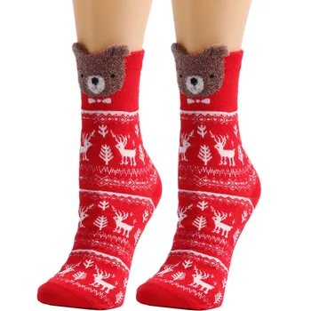 Тънки Памучни Чорапи, Мъжки Чорапи за Родео, Дамски Зимни Сладки Вълнени Чорапи с Коледните Принтом, Супер Меки Топли Чорапи
