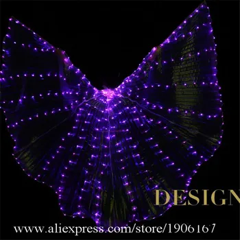 Мода LED Светещи С Подсветка Осветява Танц на Корема Наметало Криле на Сценичното Представяне на Подпори на Хелоуин Парти Рокля