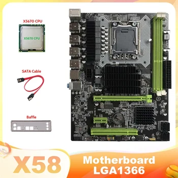 AU42 -X58 дънна Платка LGA1366 дънна Платка на компютъра Поддържа памет DDR3 ECC Поддръжка на видео карта RX с процесор X5670 + кабел SATA