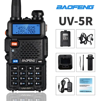 Оригинален BaoFeng UV 5R Двустранно Радио Днешно 8 W 128CH двойна лента UHF 136-174 Mhz UHF 400-520 Mhz Любителски Портативна Преносима радиостанция