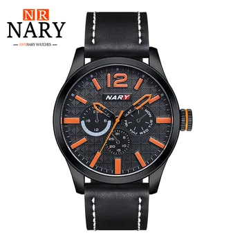 Мъжки Часовник NARY, Висококачествени Водоустойчиви Спортни Модни Ежедневни Кварцов Мъжки Часовник, Кожени Бизнес Ръчен Часовник 8020