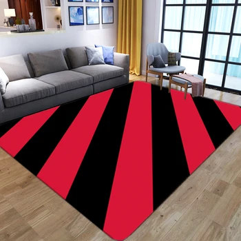 3D черен/червен шарен килим за хол с геометрична печат, килим за спалнята голяма площ, модерна декорация на дома, DT58