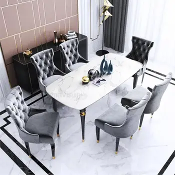 Постмодернистский Мека Луксозна Кухненска маса с 4 Стола Дизайн на Мебели за Трапезария Правоъгълен Шиферный Маса Проста скандинавски Мебели