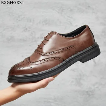Оксфордские сватбени обувки за мъже 2022, Черни мъжки модел обувки с перфорации тип 
