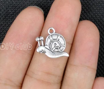 60шт-Античен Тибетское Сребро 2-Странен Медальон във формата на Охлюв 16x16 мм