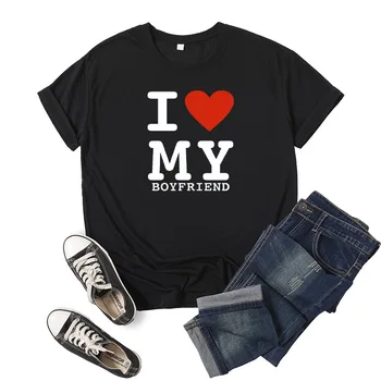 Аз обичам приятеля Си, Женска Тениска С Принтом във формата на Сърце, Свободна Женска Тениска С Кръгло Деколте, Женска Тениска, Потник, Camisetas Mujer, Дропшиппинг