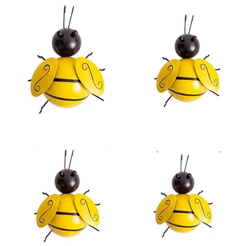 4 бр. Метален Стенен Декор под формата На Пчела на Пчела, 3D Желязна Художествена Скулптура Пчелите, Окачени Стенни Декорации За Външно Домашна Градина