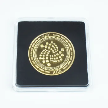 Монета IOTA злато 40mm с квадратна монета метал криптовалюты пластмасови повод