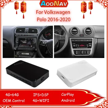 Android10 За Volkswagen Polo 2016-2020 Smart AI Адаптер Скоростна Безжична Огледалната Връзка USB CarPlay 64G GPS Навигация, Wifi RK3328