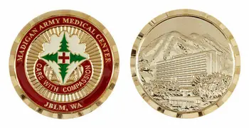 Изработена по поръчка на златна монета Madigan Washington Medical Center Предизвикателство може да бъде персонализиран с лого