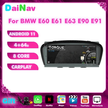 Радиото в автомобила Android 11 за BMW 5 серия E60 E61 E63 E64 E90 E91 E92 СМС iDrive CIC Автомобилен Мултимедиен Плейър Аудио Стерео GPS Carplay