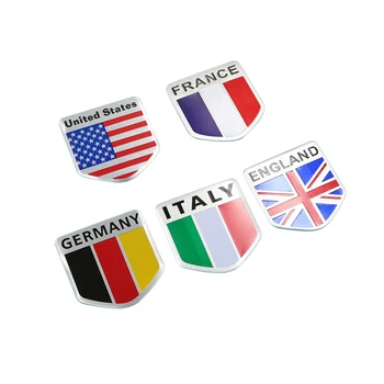 Алуминиева 3D Стикер Авто Германия Немски Франция Италия Италиански обединено Кралство обединено Кралство САЩ Сащ Флаг Икона Стикер Емблема