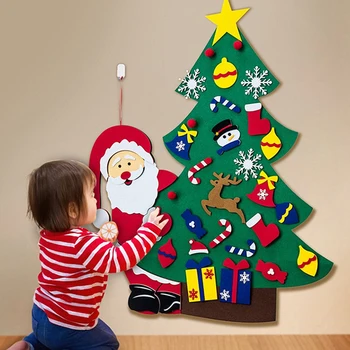 Децата DIY Филцови Коледна Елха С Блестящи Накити, с монтиран на стената Врата Окачен Декор 2