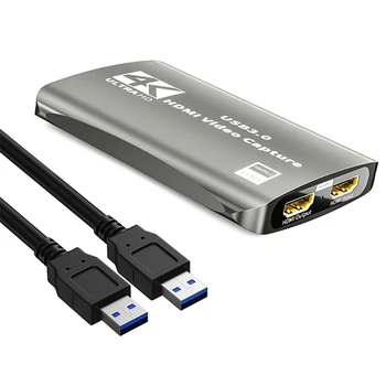 Карта за видеозапис AU42 -4K 60 кадъра в секунда, USB 3.0 с петлевым изход HDMI-Съвместим аудиомикрофон в стрийминг предаване за улавяне на игри Nintendo Switch