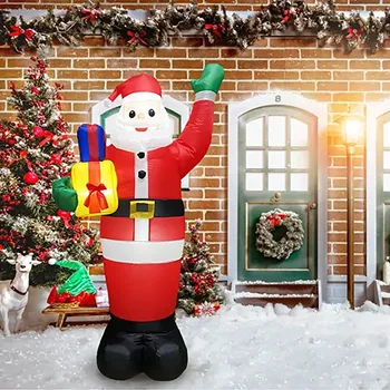 1.8 m Гигантски Надуваем Дядо Коледа С Блеснали от весела Коледа Външно Украса Led Лампа Вечерни нова година Коледна Украса