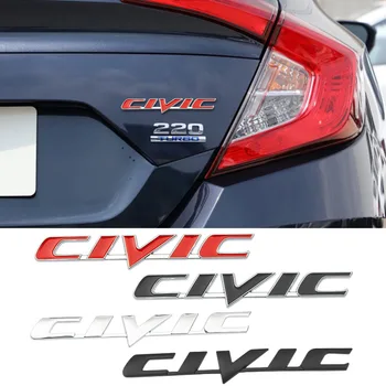 Колата 3D Метална Емблема на Иконата на Стикер за Honda Civic Кола Отзад на Опашката на Багажника Писмо Логото на Етикети Етикети Авто Аксесоари за Оформление на Автомобила