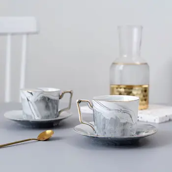 Nordic ins wind stroke набор от кафе чаши със златен мрамор принтом, следобеден чай със златен принтом-чай