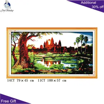 Вашият подарък Angkor Wat Sunrise Needlepoints F450 Брои и щампа Начало декор Angkor Wat Sunrise Комплекти за бродерия на кръстат бод
