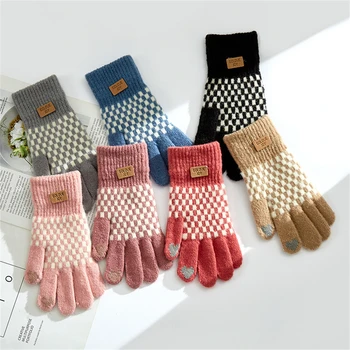 Дамски сладки пальчиковые зимни топли дебели вълнени ръкавици със защита от замръзване ST-1832