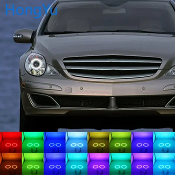 Многоцветен RGB LED Ангелски Очи Halo Пръстен Очите DRL RF Дистанционно Управление за Mercedes Benz W251 R320 R350 R500 R63 2006-10 Аксесоари