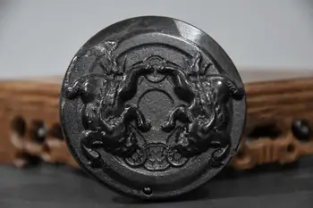 Култура Хуншань архаизирует черен железен метеорит на митичния ухапване от диво животно парична статуя