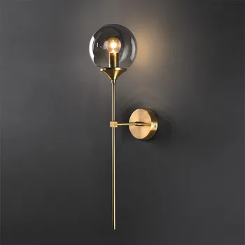 Модерен Стъклен монтиран на стената Лампа, Златна Led монтиран на стената Лампа за Дома Спалня Хол Баня Огледално-рефлексни Тела Nordic Indoor E14