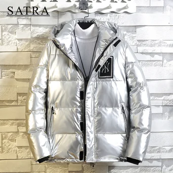 SATRA 2021 Ново Записване, Висококачествени Мъжки бели якета с качулка на 90% Утином топола, мъжки зимни Дебели Топли Якета