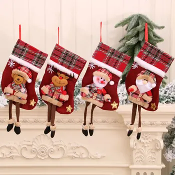 Коледни Чорапи, Дядо коледа, Снежен човек Елен Коледа Камина Окачен на Отглеждане за Коледна Украса Коледен Празничен Подарък За Парти